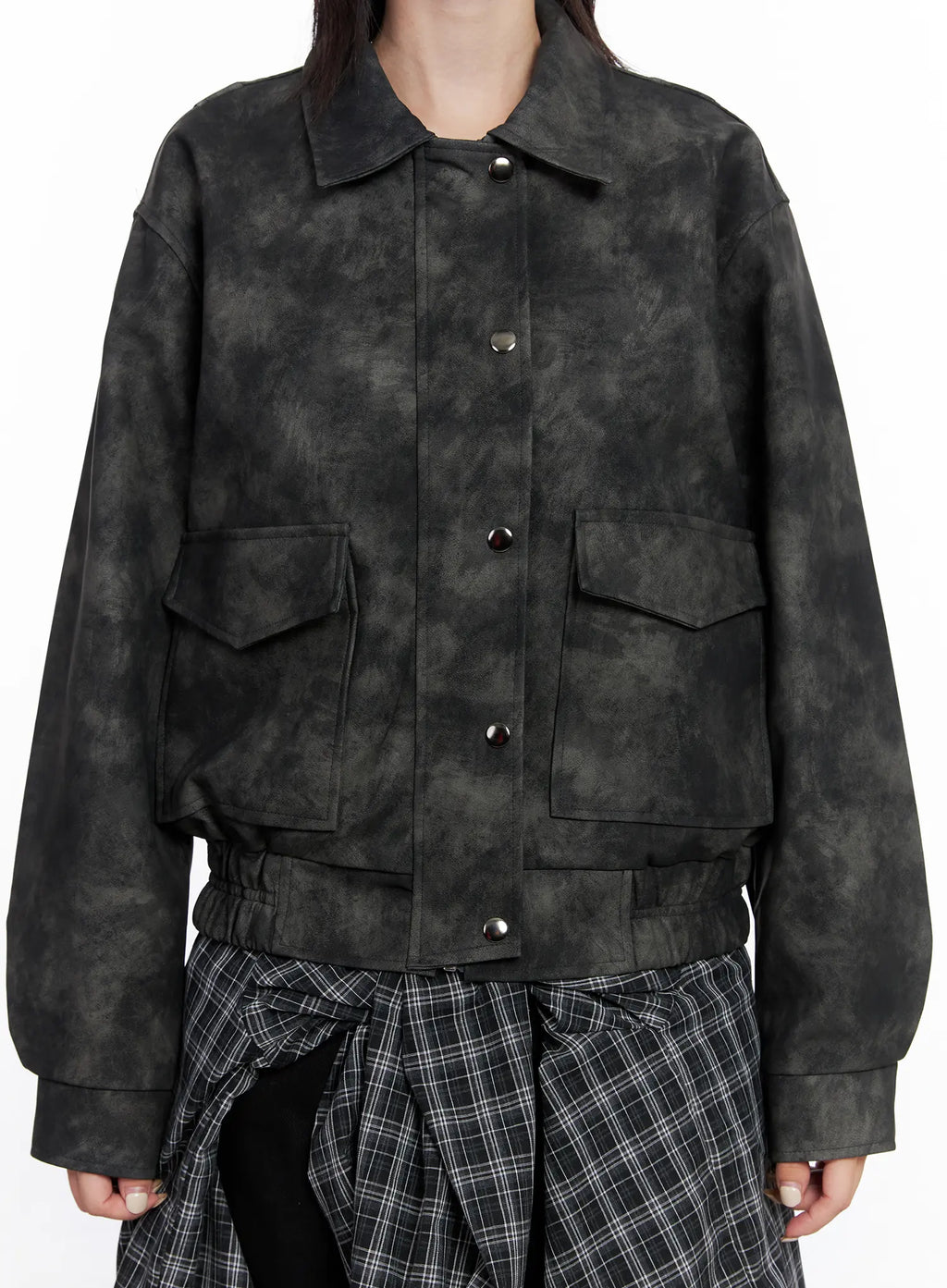 Vintage Washed Faux Leather Jacket CS512