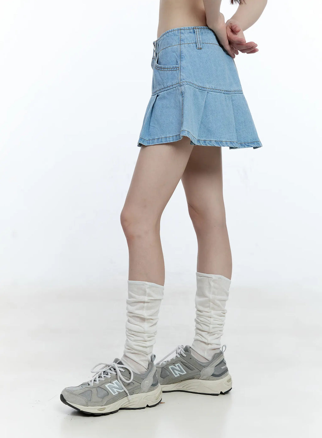 Pleated Denim Mini Skort CG511