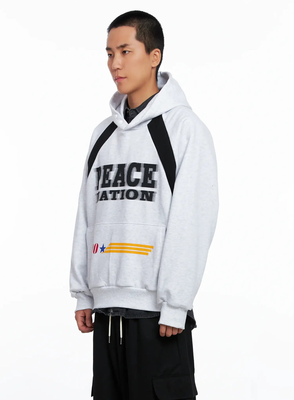 Men's Raglan Graphic High Neck Hoodie IS510