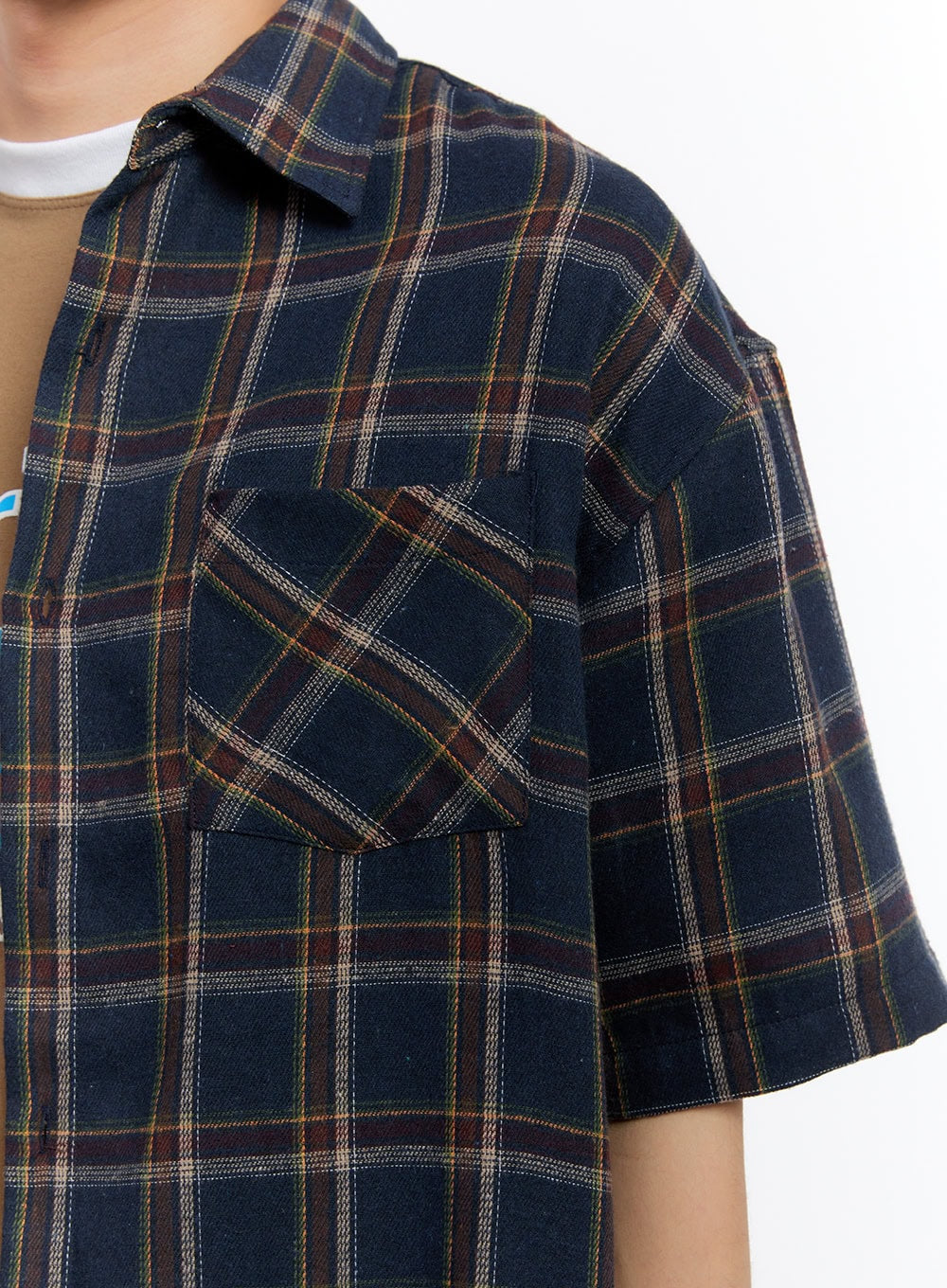 Men's Plaid Collared Oversized Shirt IA507