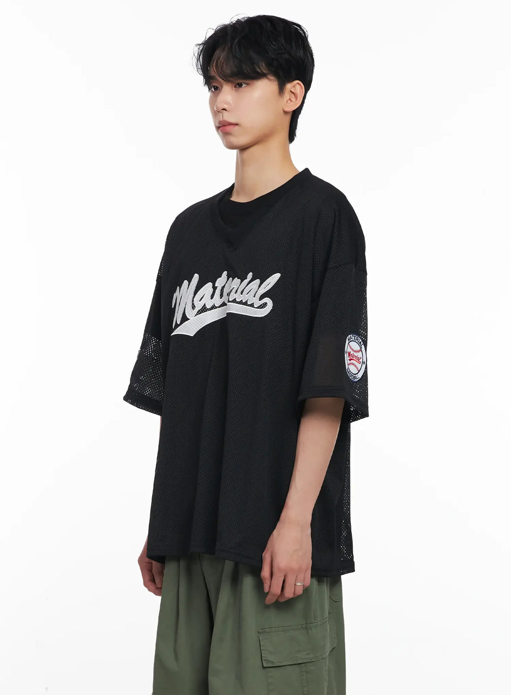 Men's Embroidered Mesh Graphic Tee IU526