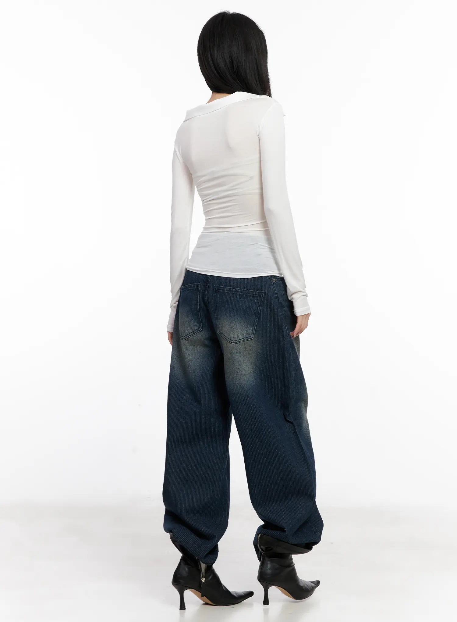 Asymmetrical Collar Slim Fit Long Sleeve Top CG526