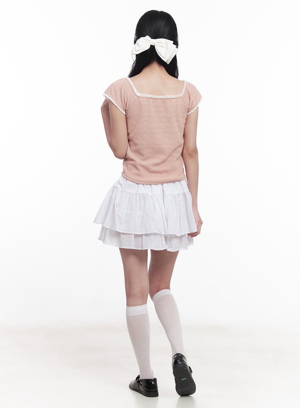 Ribbon Lace Square-Neck Crop Top CY523