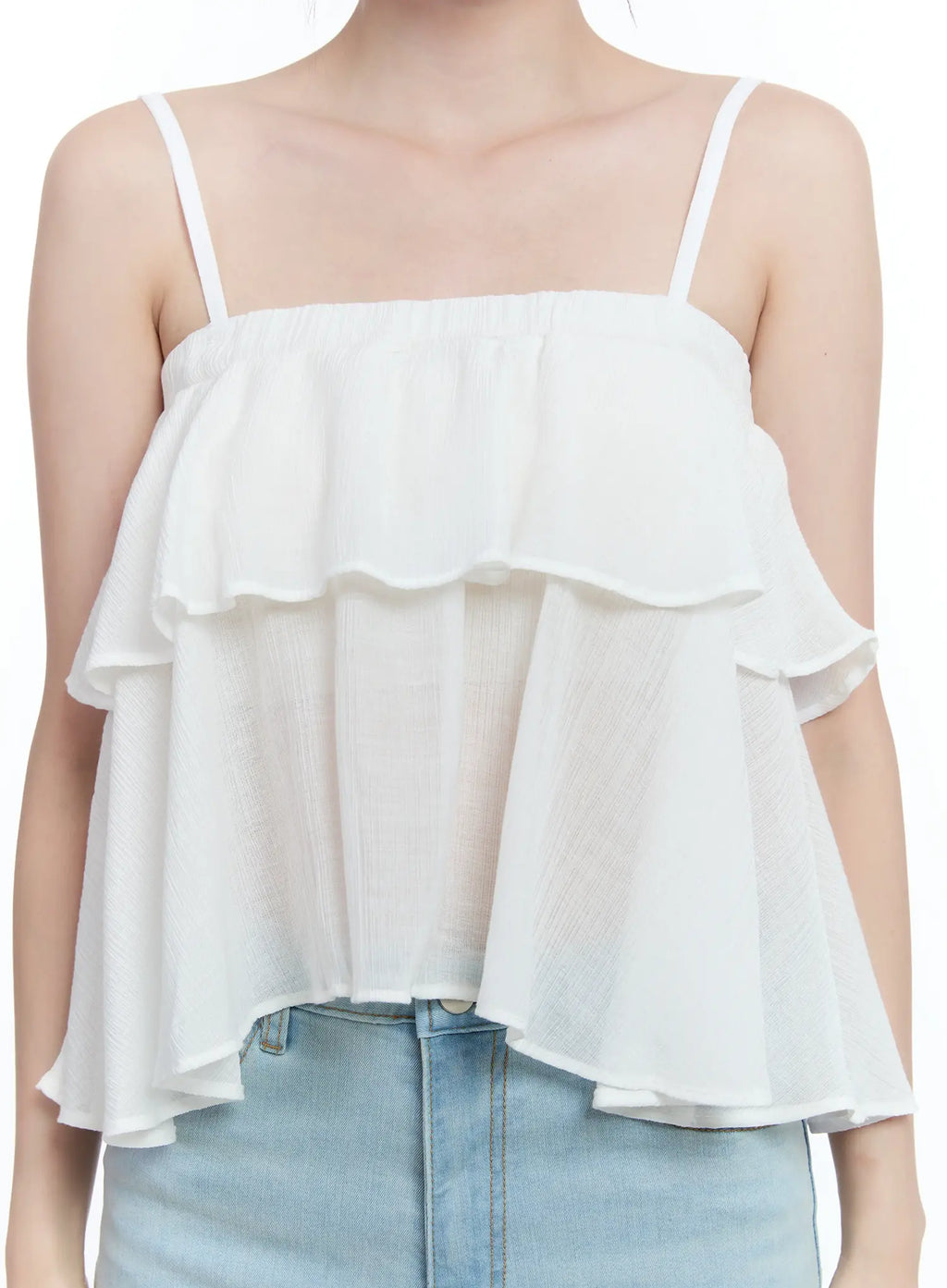 Sheer Ruffle Cami Top CU513