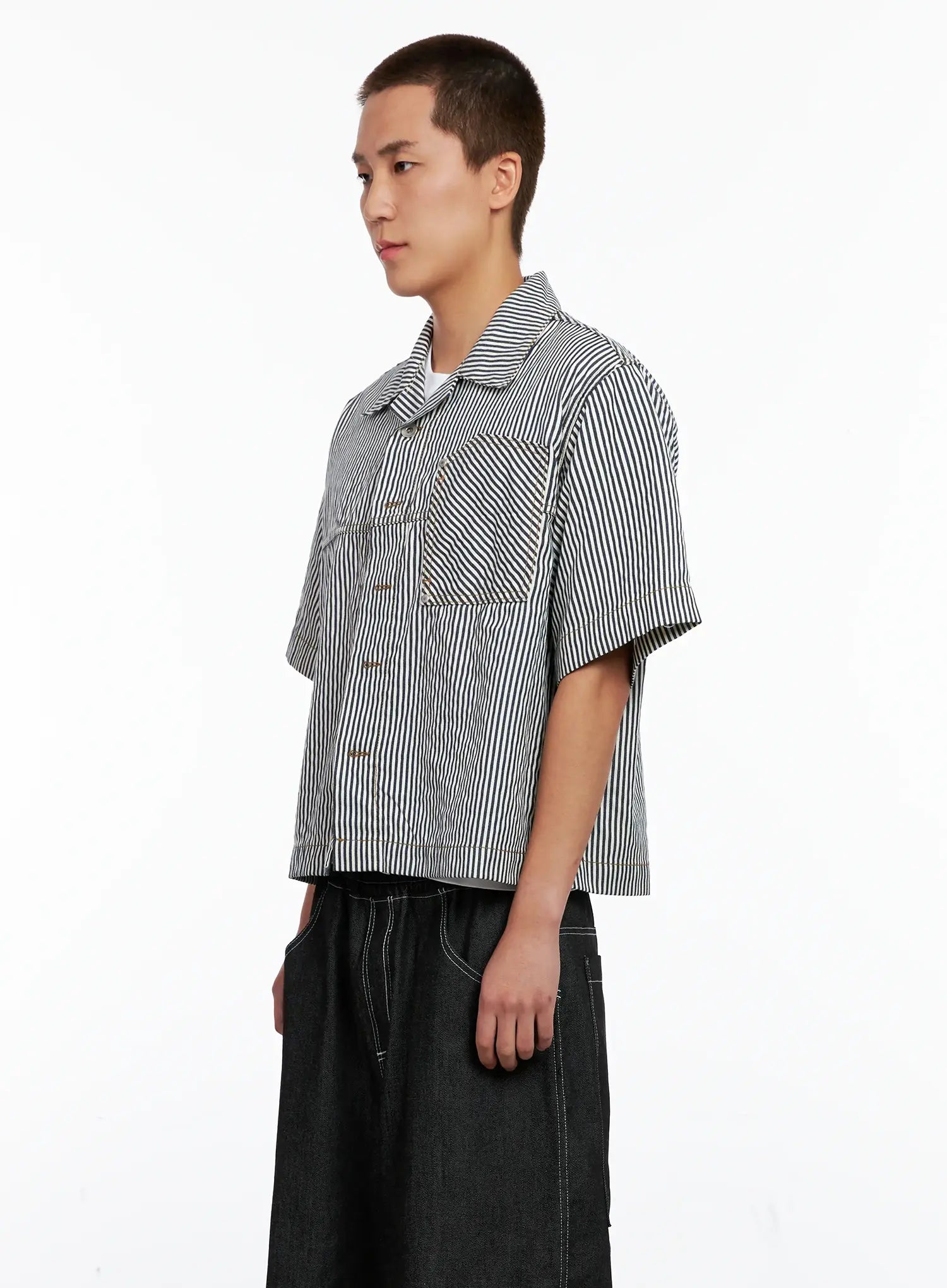 Men's Striped Cropped Jacket IG508