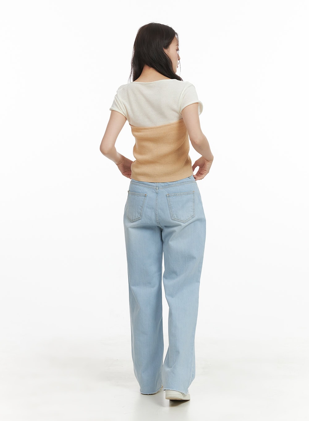 Cotton Washed Loose Fit Straight Jeans OY421