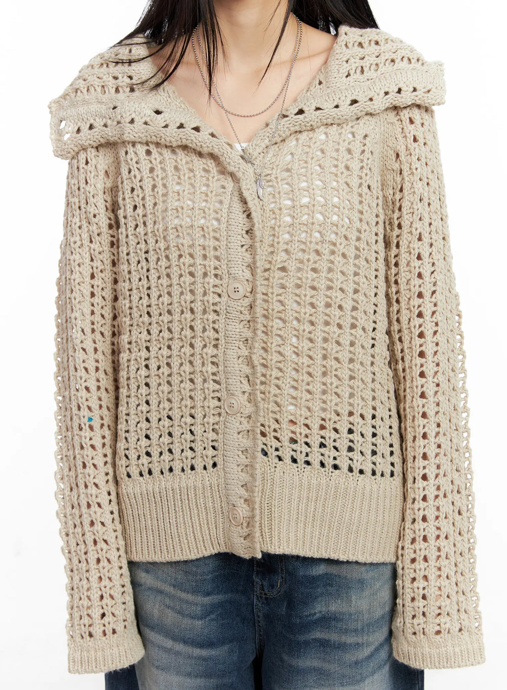 Shell Oversized Button Knit Cardigan CC1109