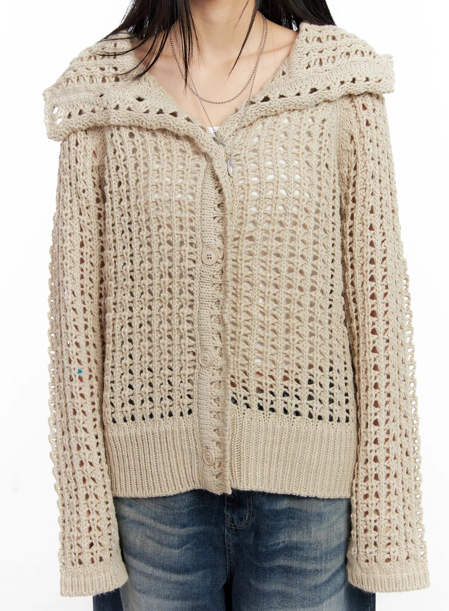 Shell Oversized Button Knit Cardigan CC1109