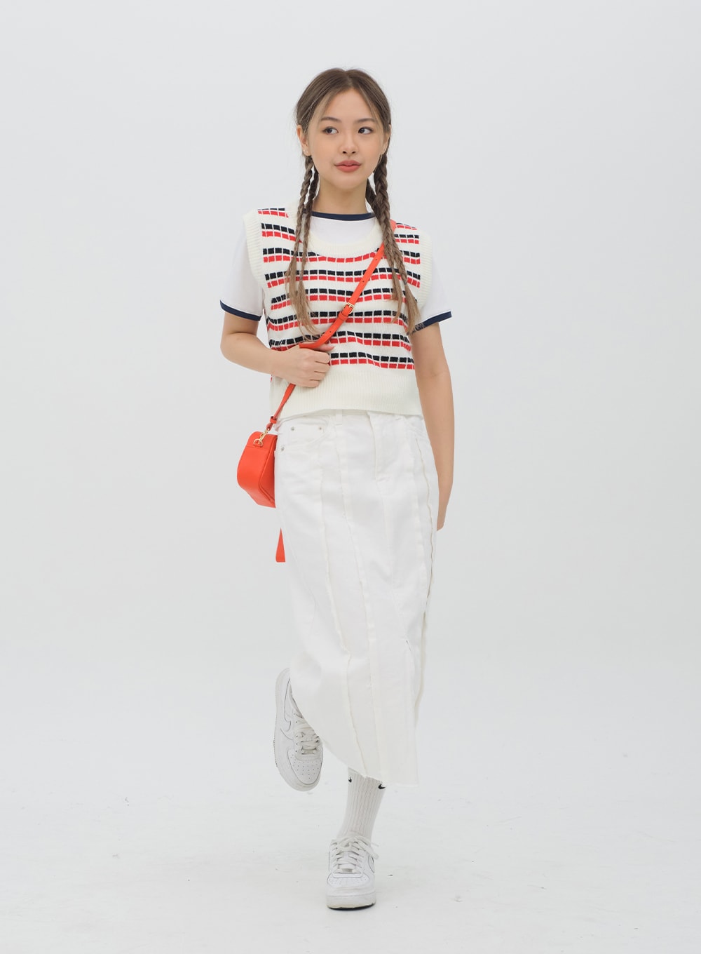 Pattern Cropped Knit Vest C1002