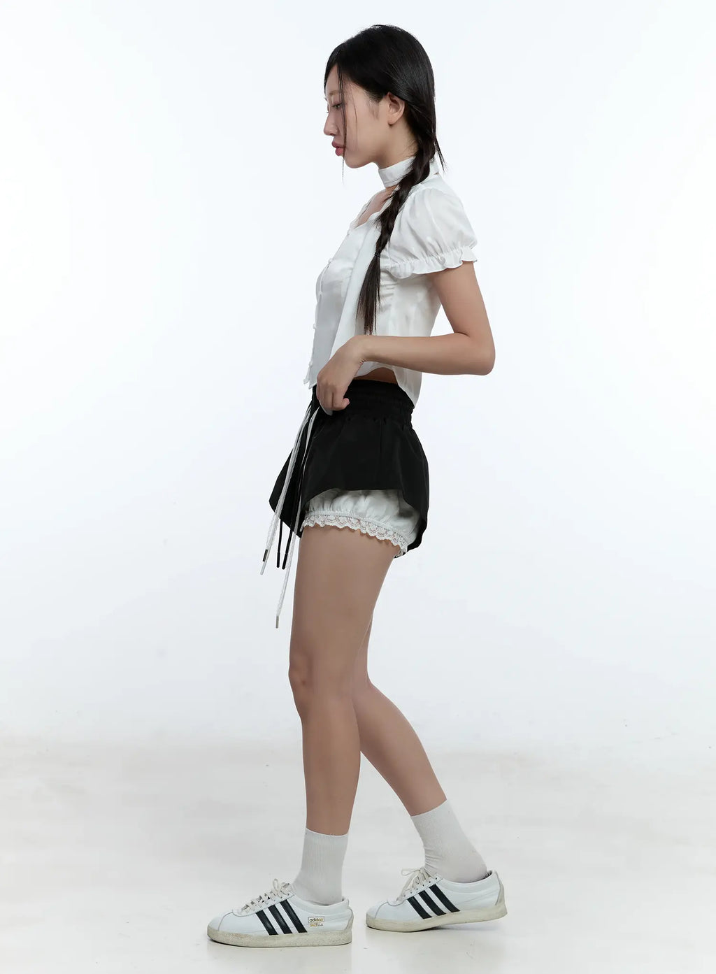 Puff Sleeve Crop Top & Scarf CU527