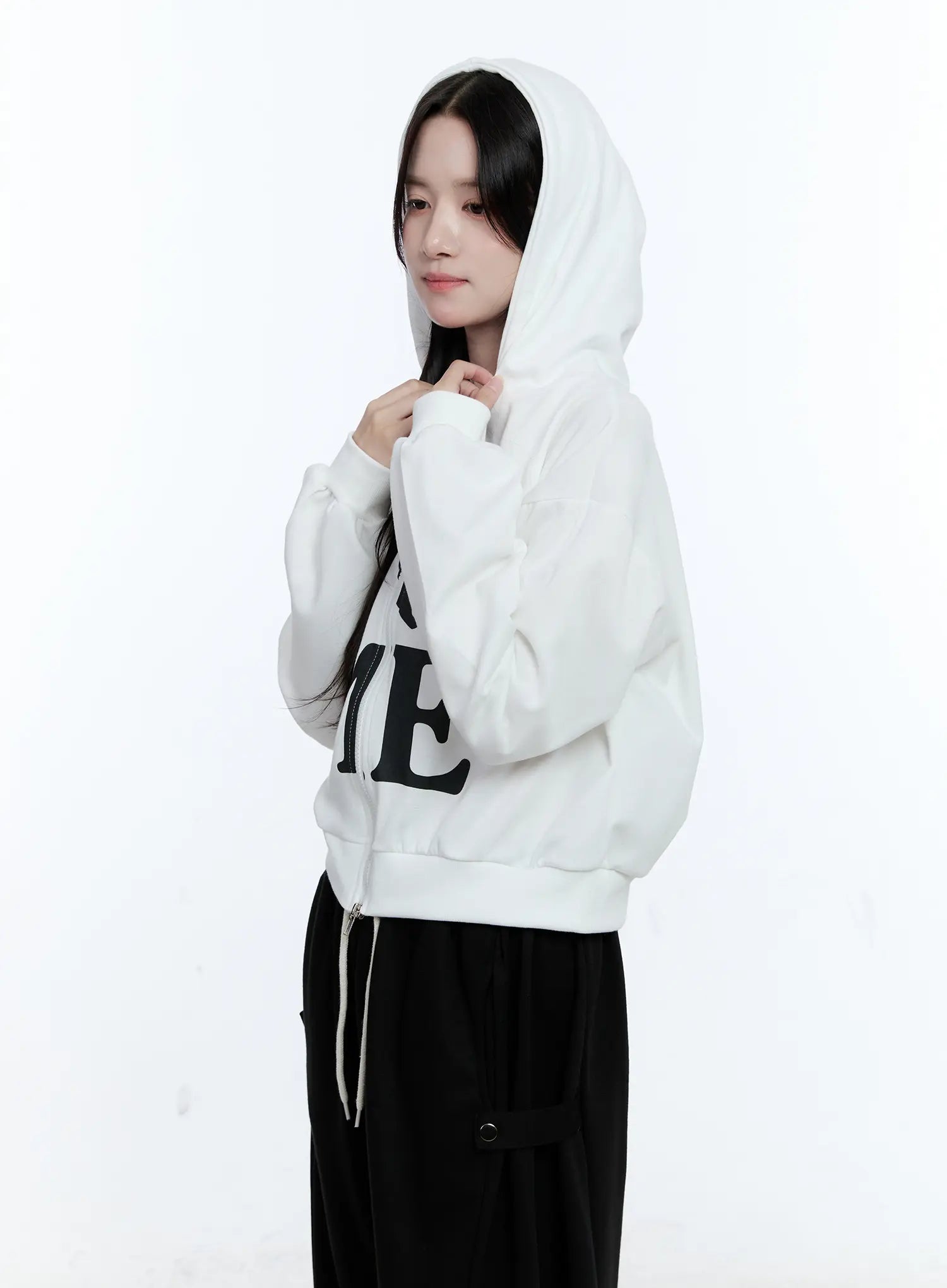 Polka-Dot Graphic Zip-Up Hoodie CG514