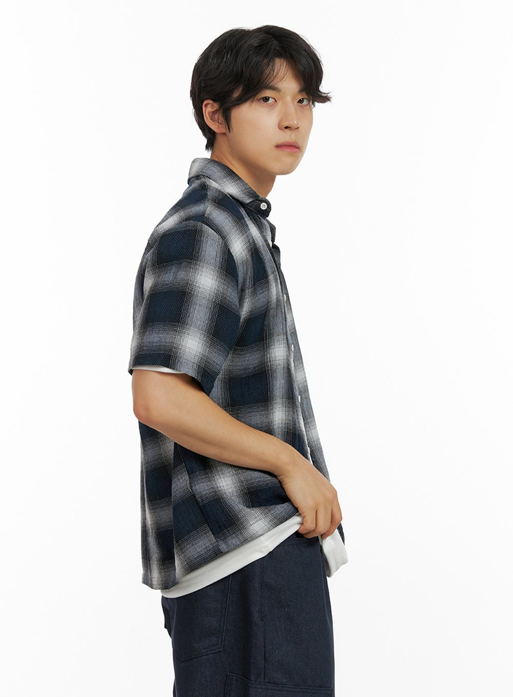 Men's Checkered Collar Shirt IG409