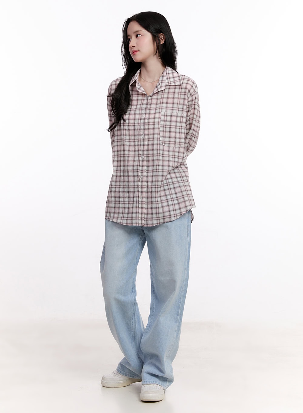 Checkered Oversize Collared Shirt CM527