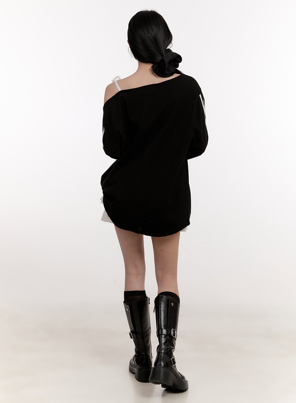 Ribbon One-Shoulder Long-Sleeve Top CJ529