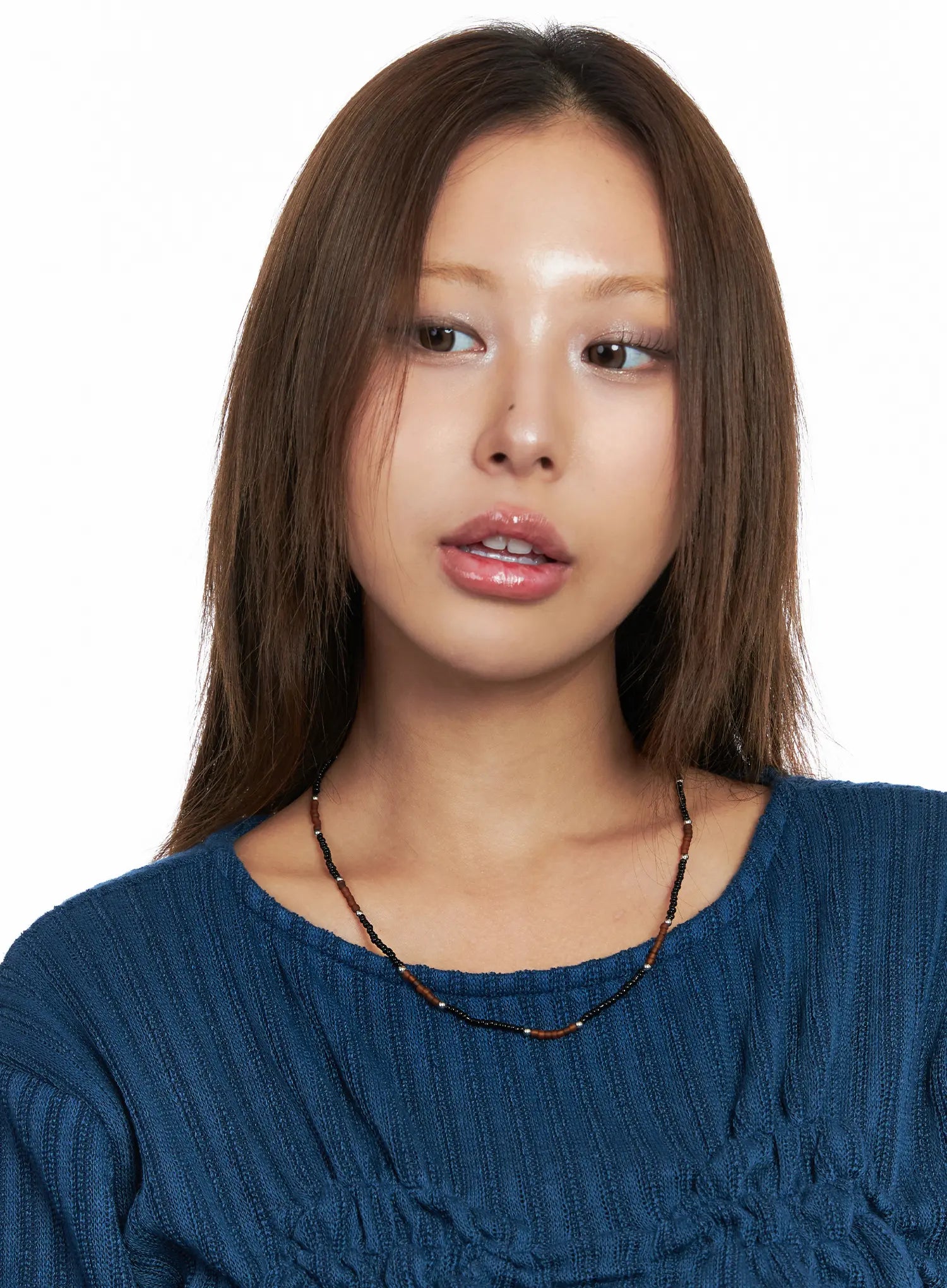 Brown Beaded Choker Necklace CO513