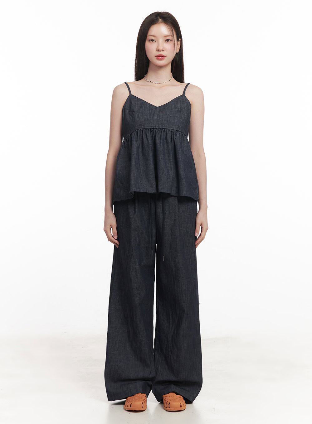 Cotton Denim Wide-Leg Pants IY509