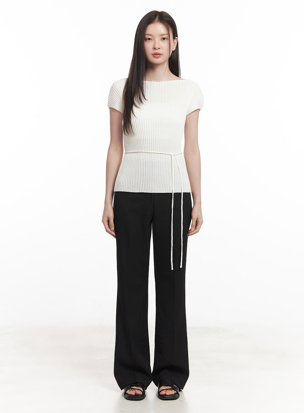 High-Waisted Bootcut Slacks IY508