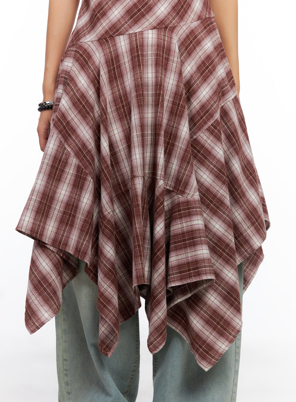 Asymmetrical Plaid Maxi Dress CO515