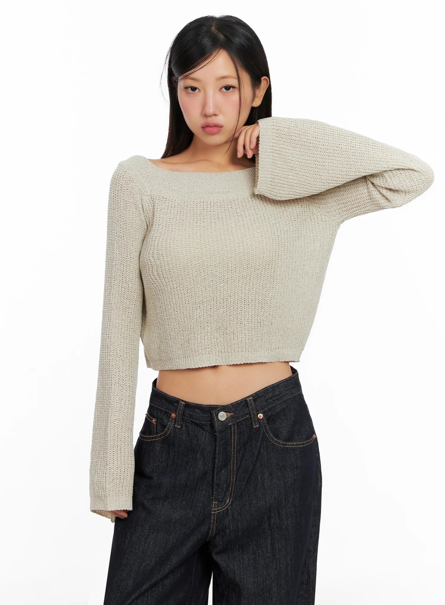 Long Sleeve Off-Shoulder Knit IG527