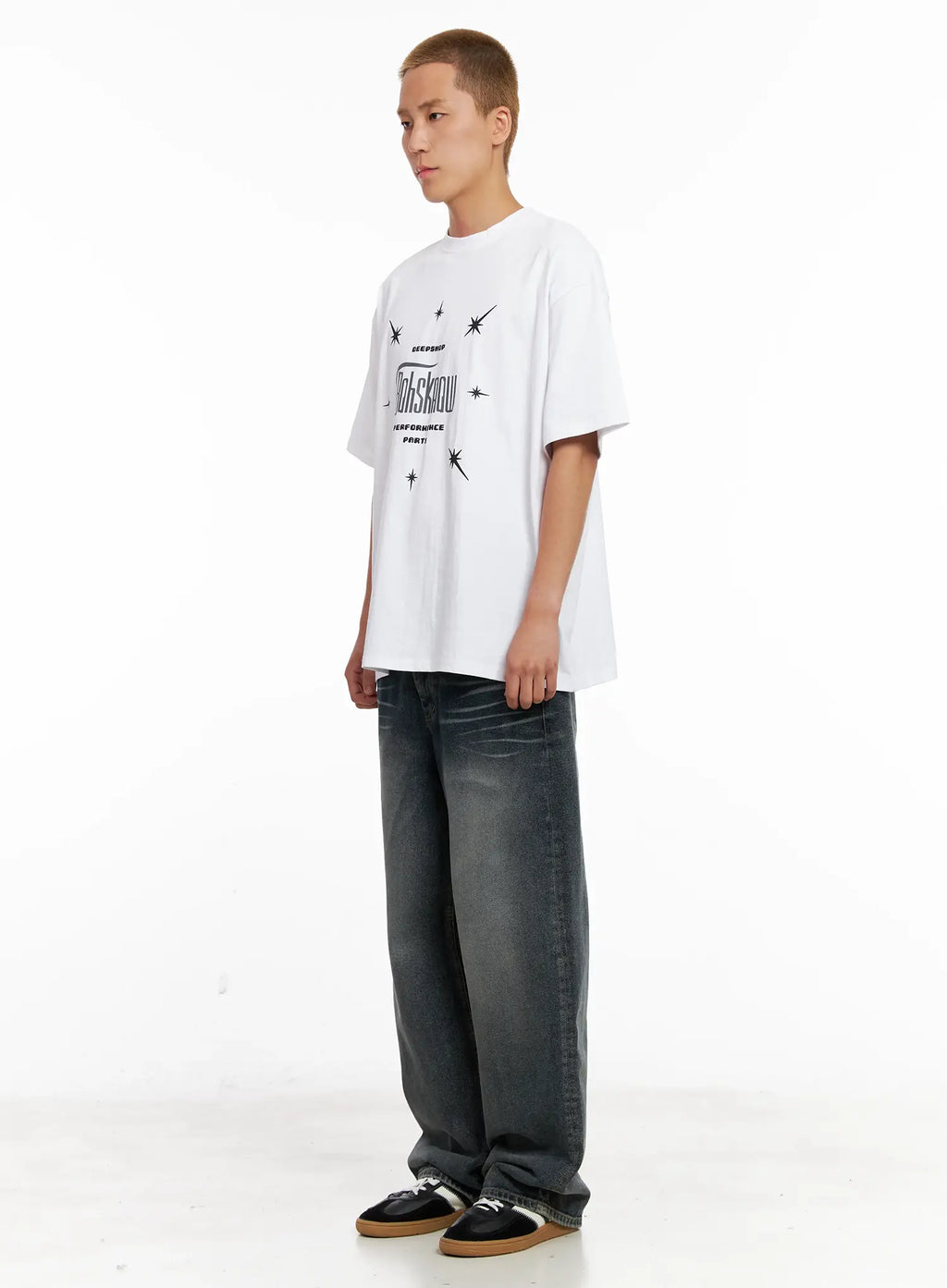 Men's Washed Wide-Leg Jeans IL518