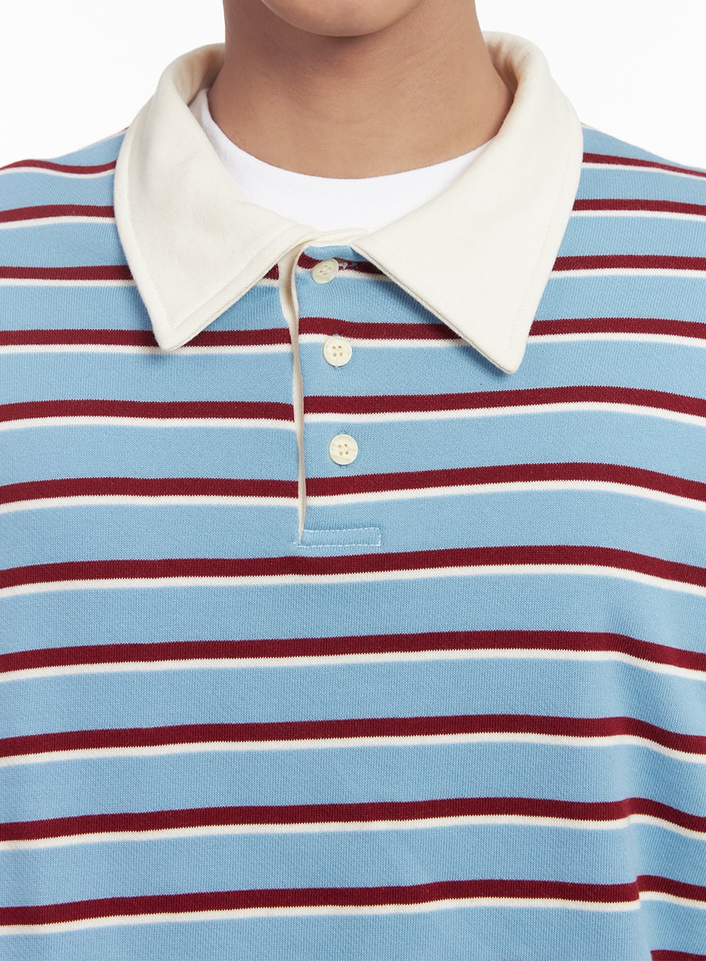 Men's Stripe Collared Sweatshirt (Light Blue) IM518