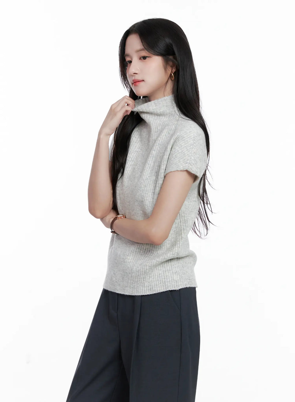 Ribbed Mock Neck Top CS523