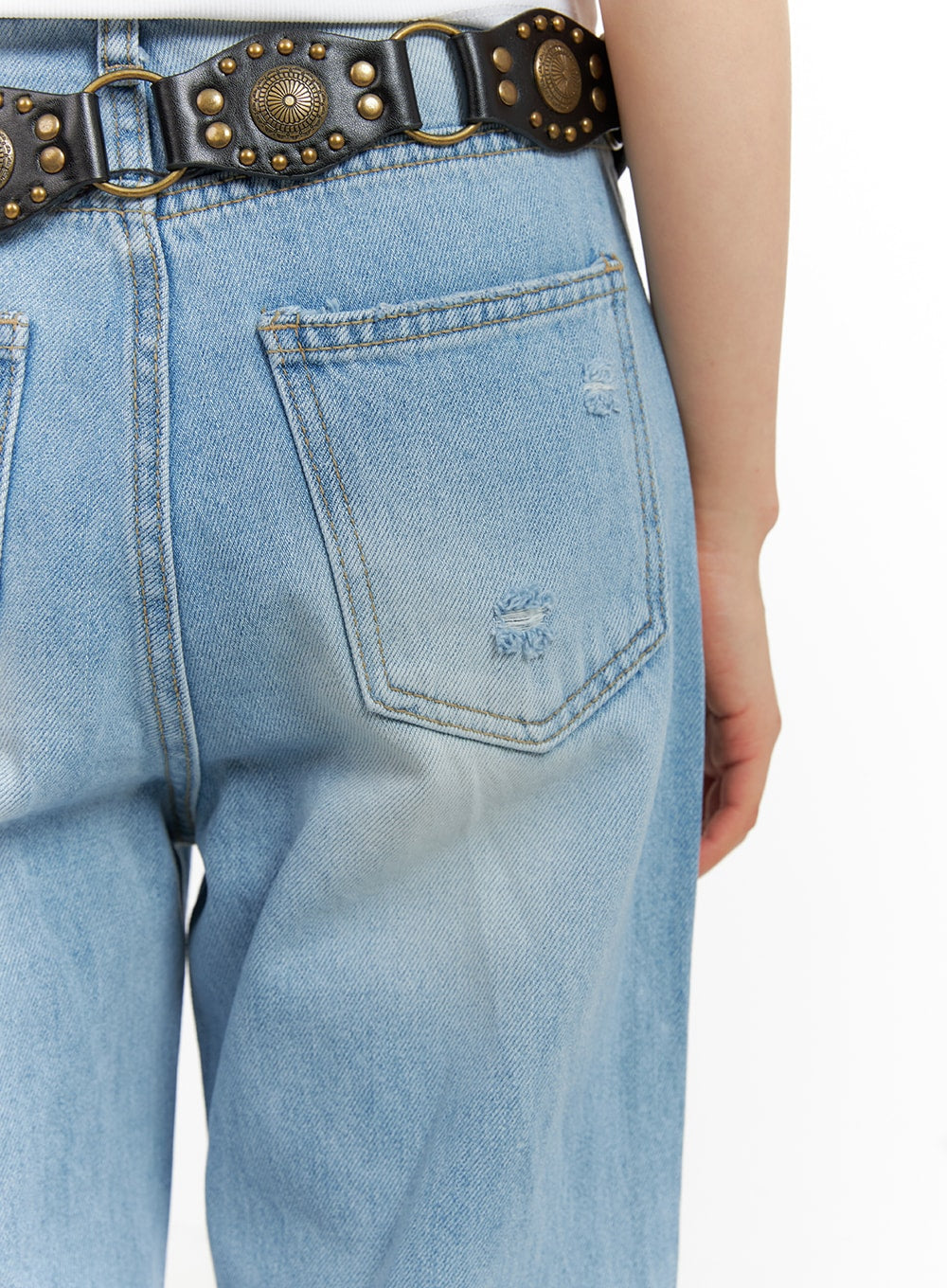 Cotton Washed Straight Jeans CA418