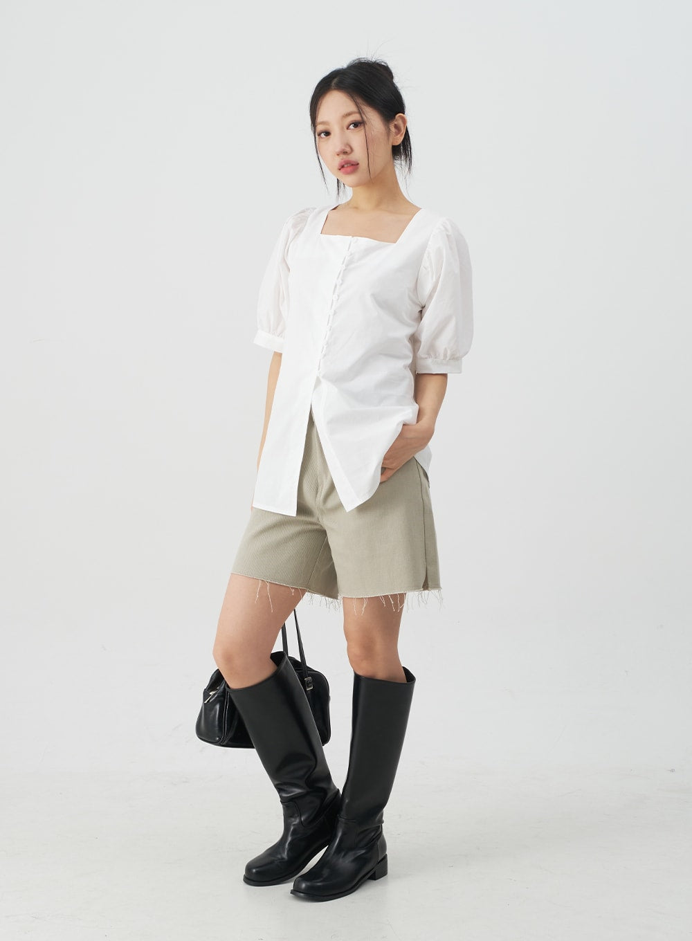 Square Neck Short Sleeve Blouse CY27