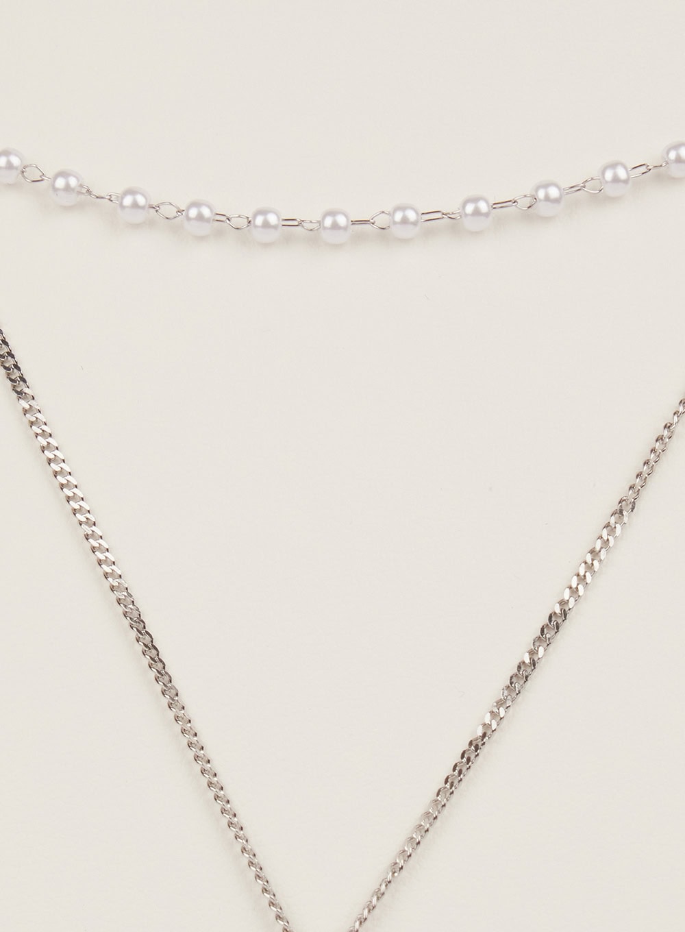 Flat Bear Double Layer Necklace (White) IM531