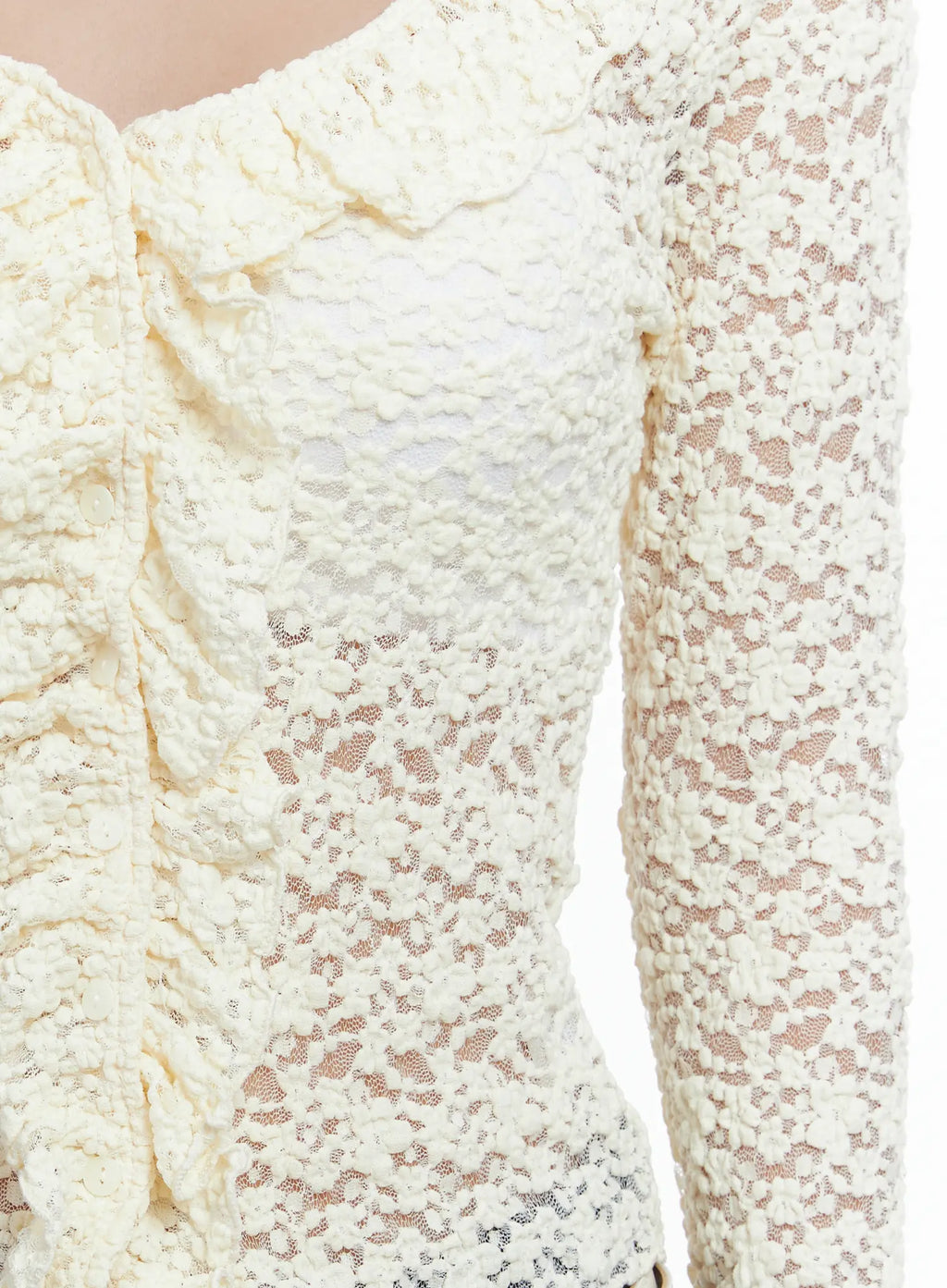 Lace Ruffle Long Sleeve Top CS502