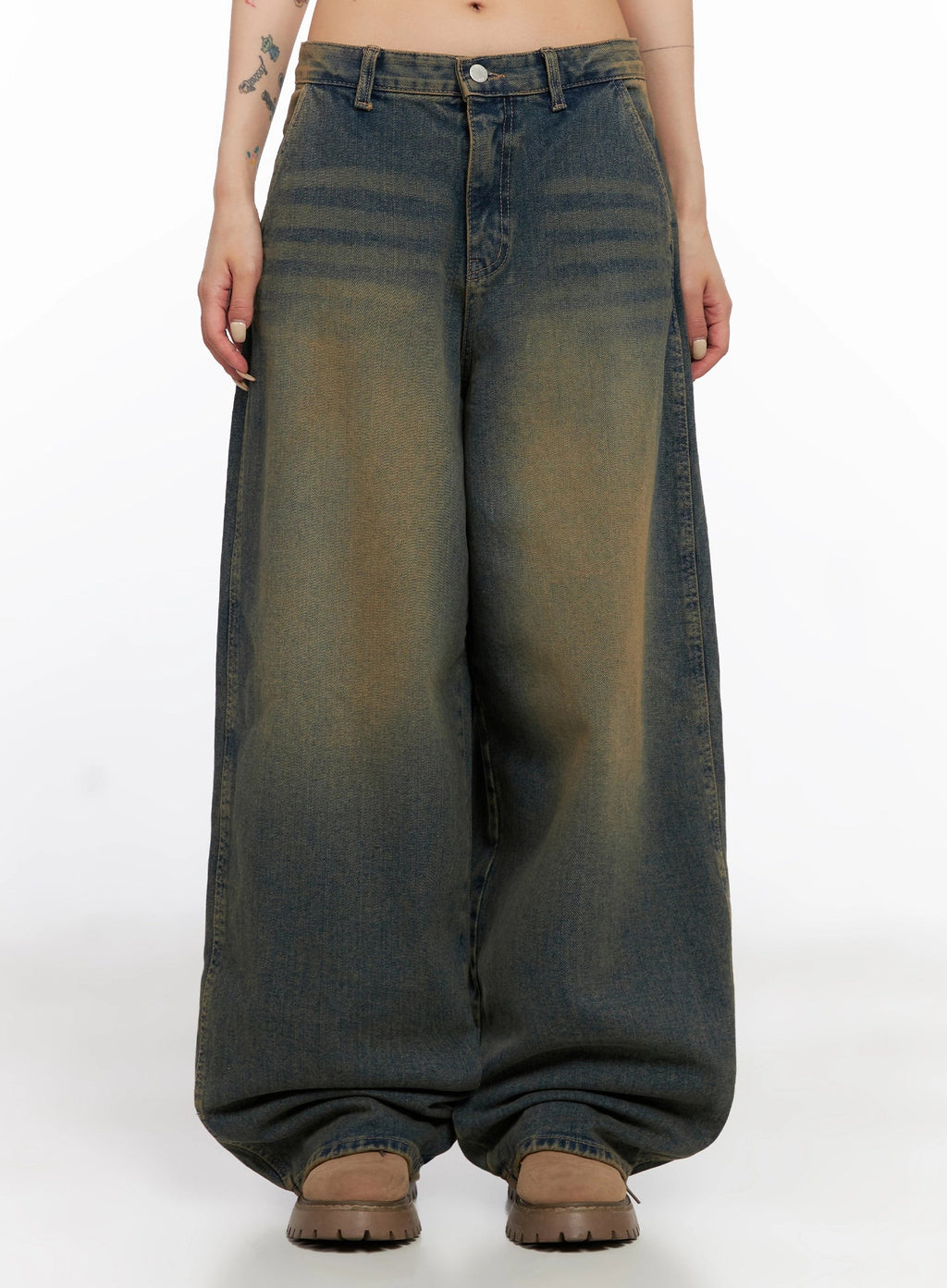 Minju Vintage Washed Baggy Jeans IS508