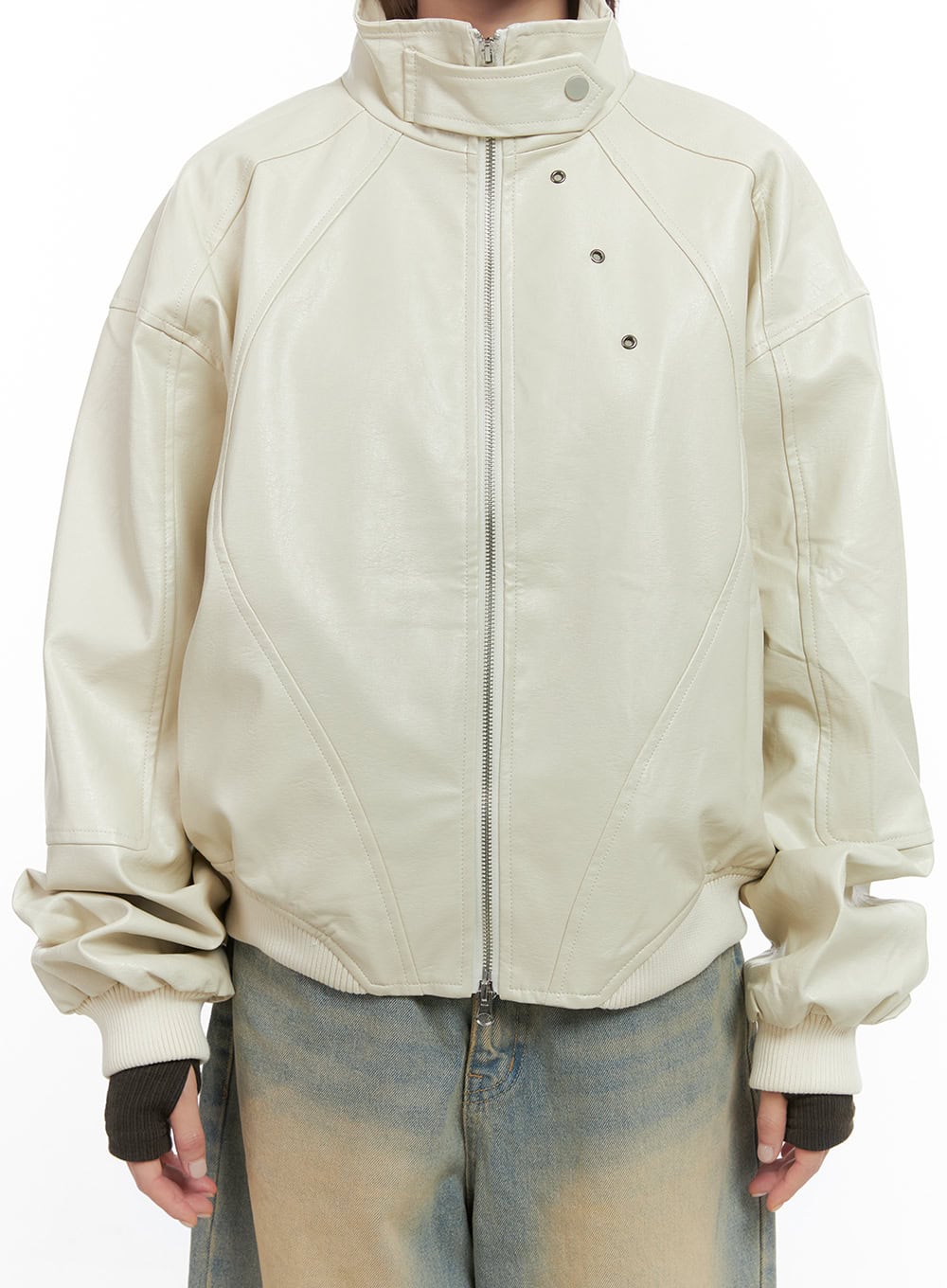 Refined Button-Up Leather Jacket CS412