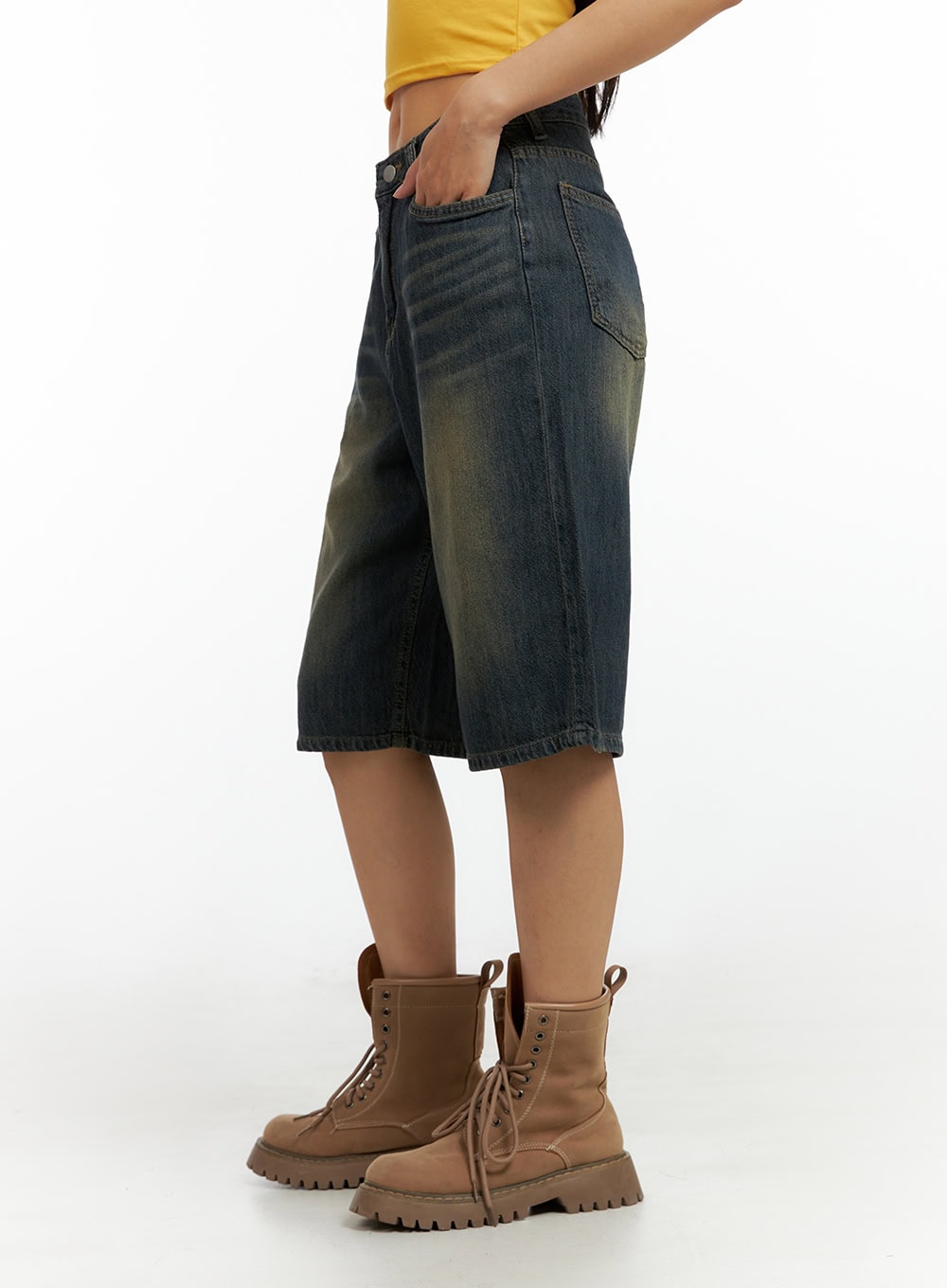 Dark Washed Wide Leg Jorts IL419