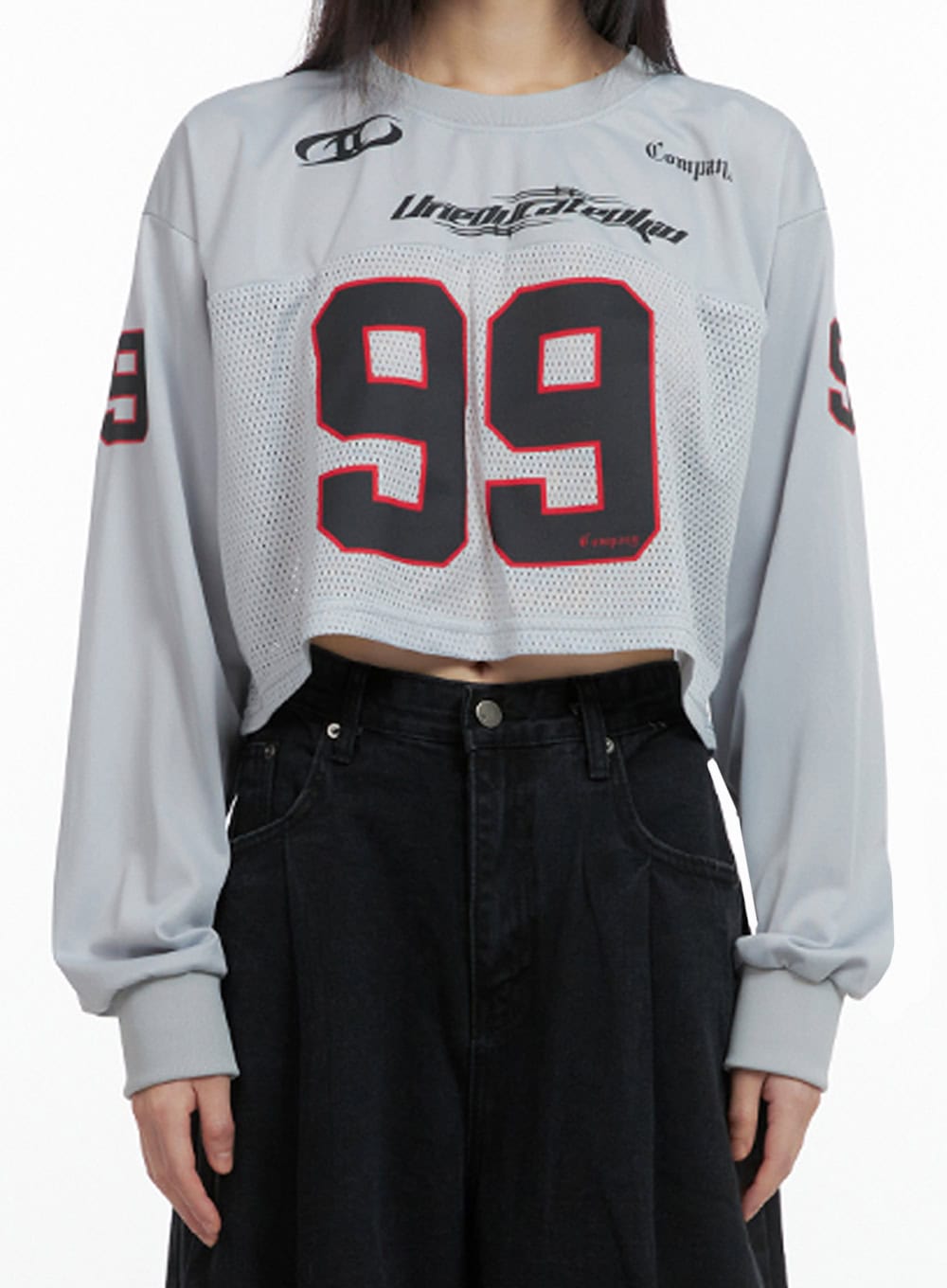 Lettering Mesh Crop Top IO430