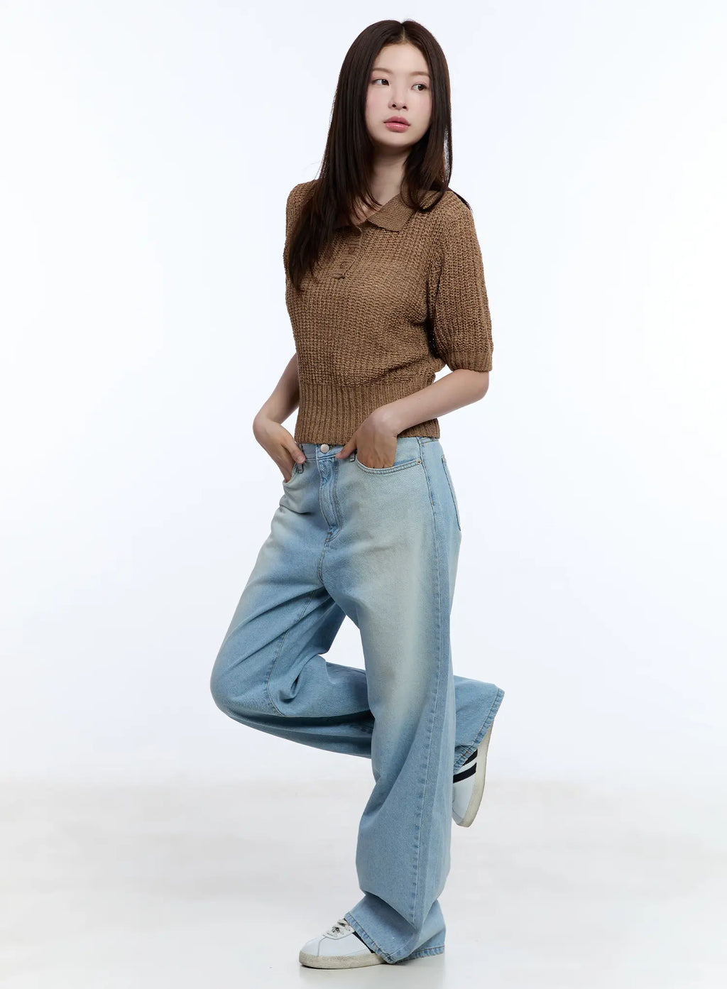 Collared Short Sleeve Sweater CU513