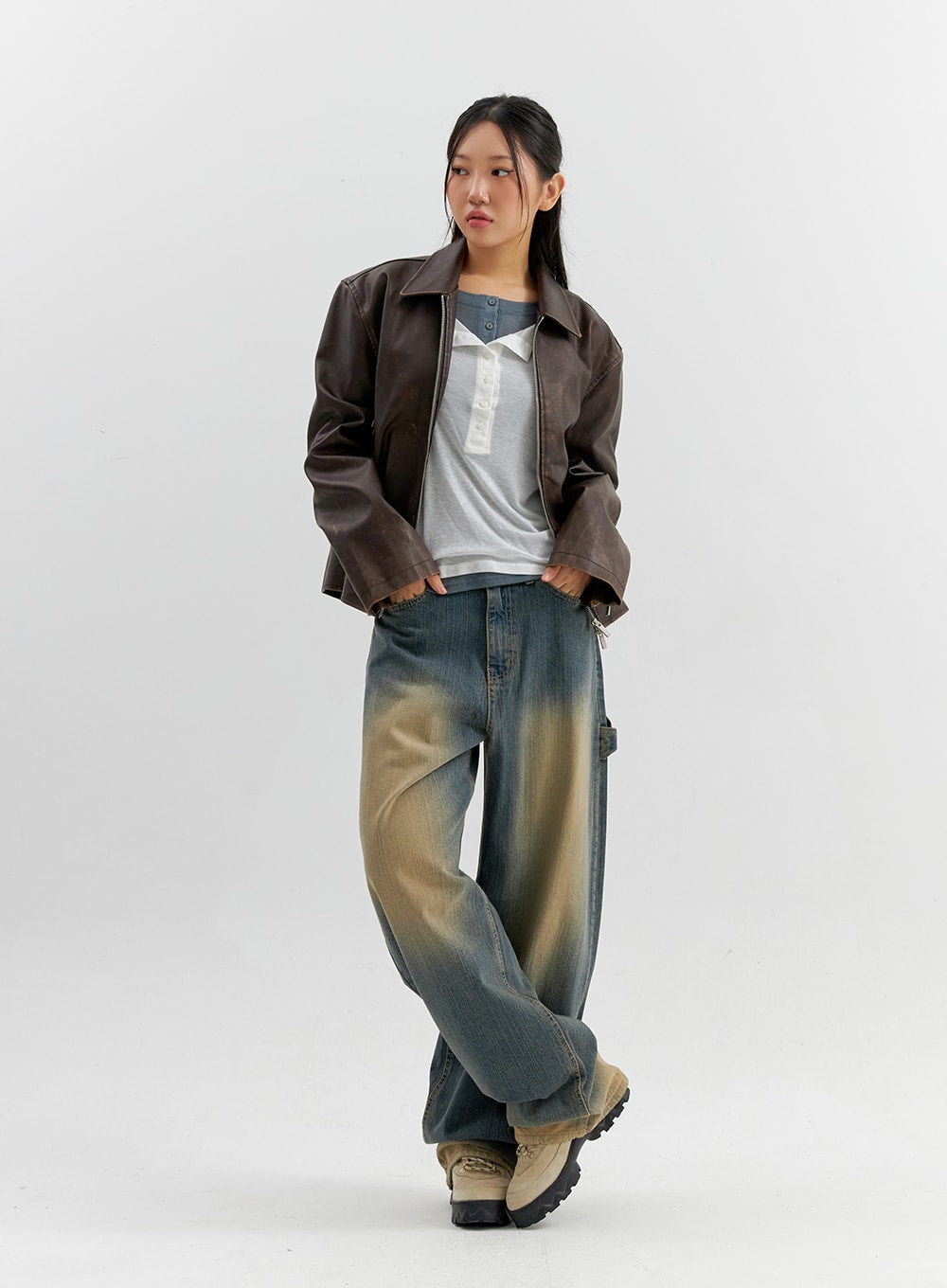 Vintage Wash Wide Leg Jeans CO306