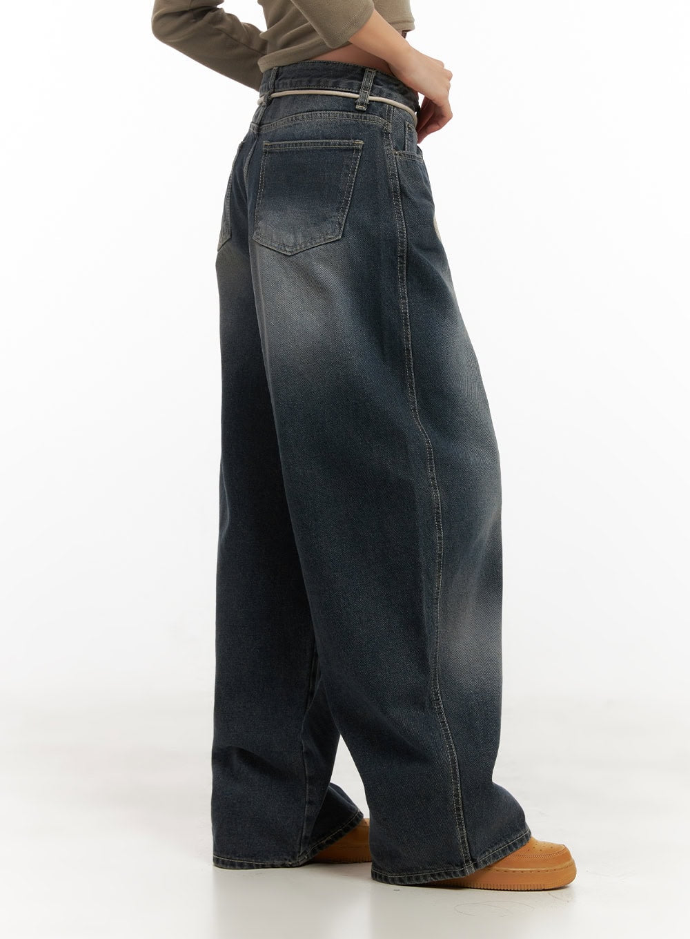 Vivian Washed Cotton Baggy Jeans CD409