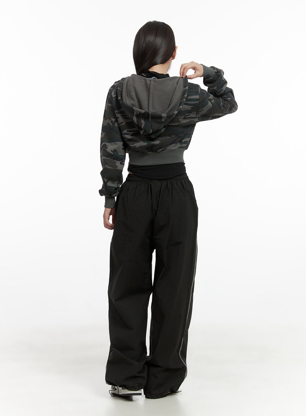 Camo Cropped Hoodie Zip-up CO402