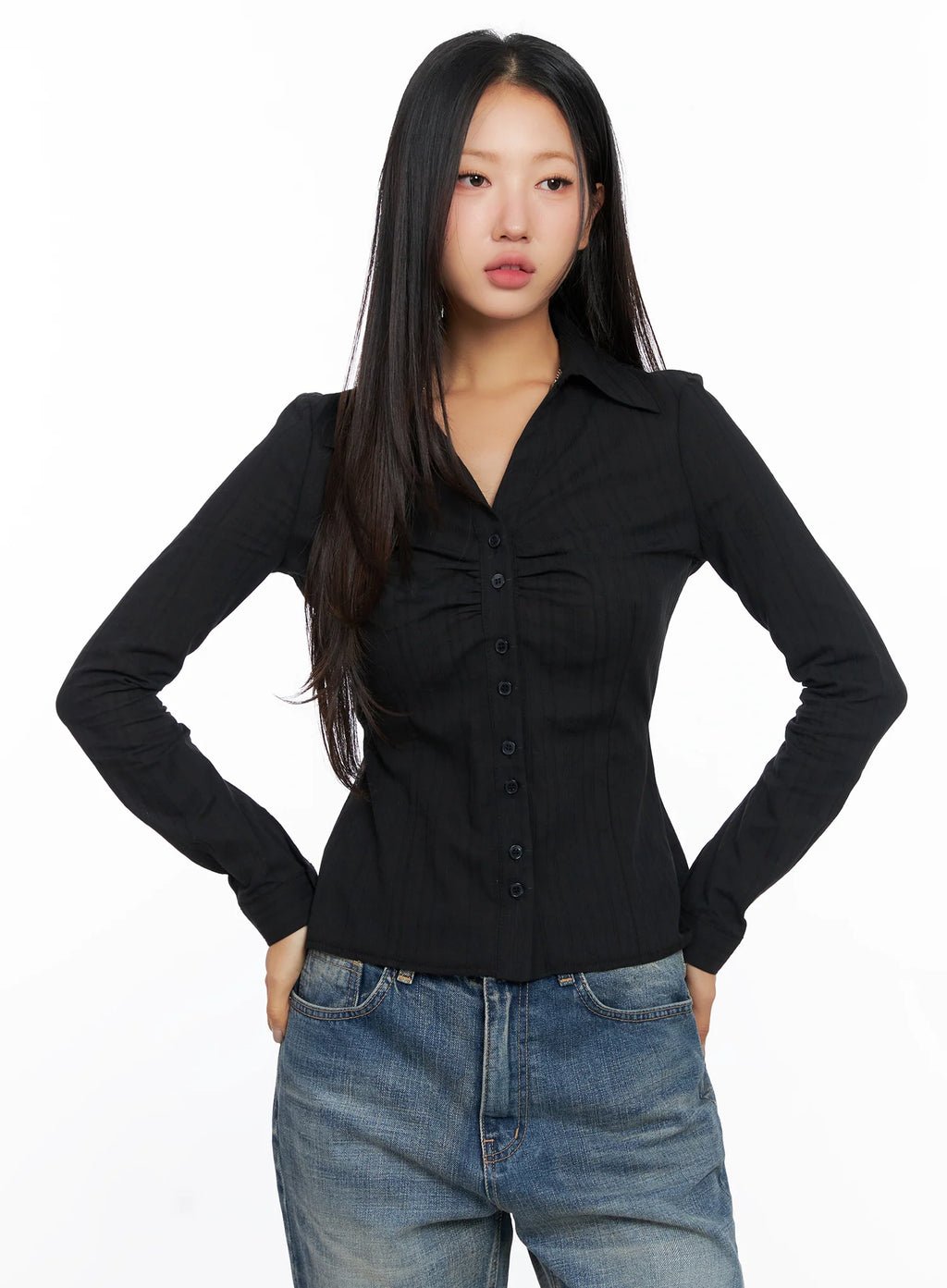 Shirred Long Sleeve Shirt CO514