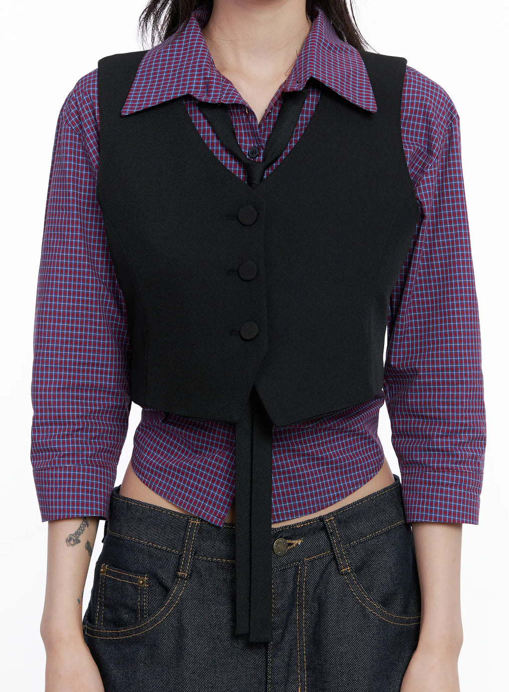 Cropped Button-Up Vest CS512