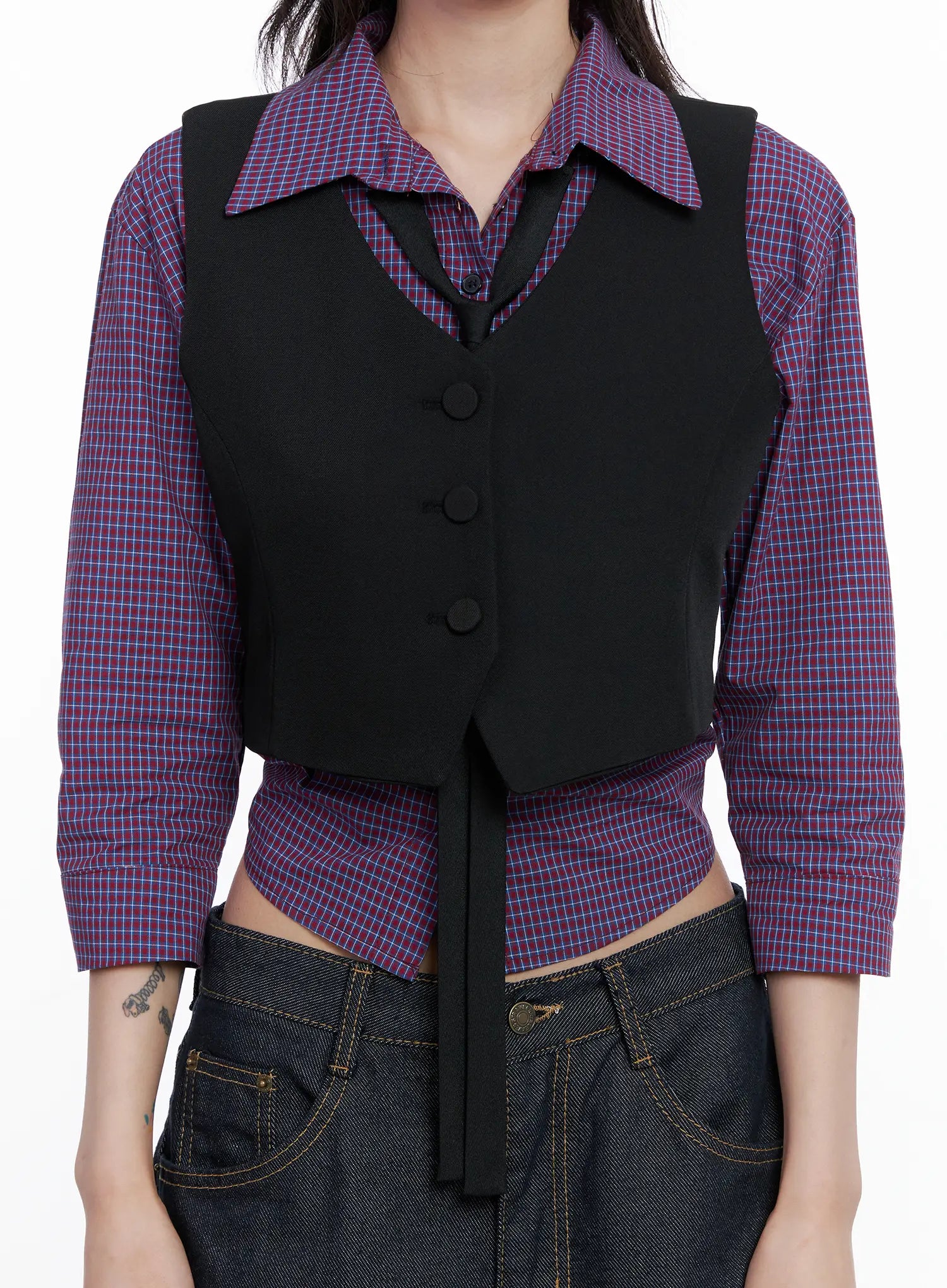 Cropped Button-Up Vest CS512
