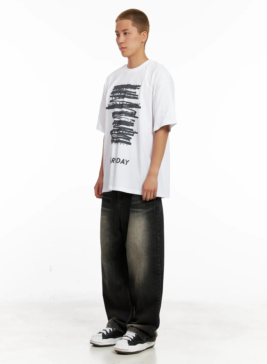 Men's Brushed Wide-Leg Denim Jeans IL521