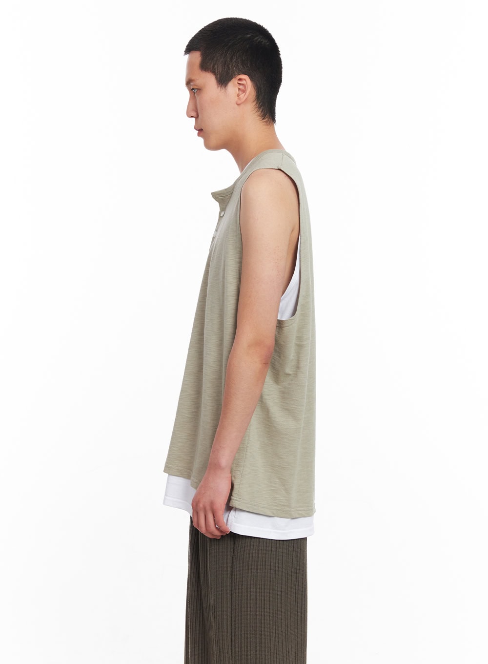 Men's Layered Henley Tank IU512