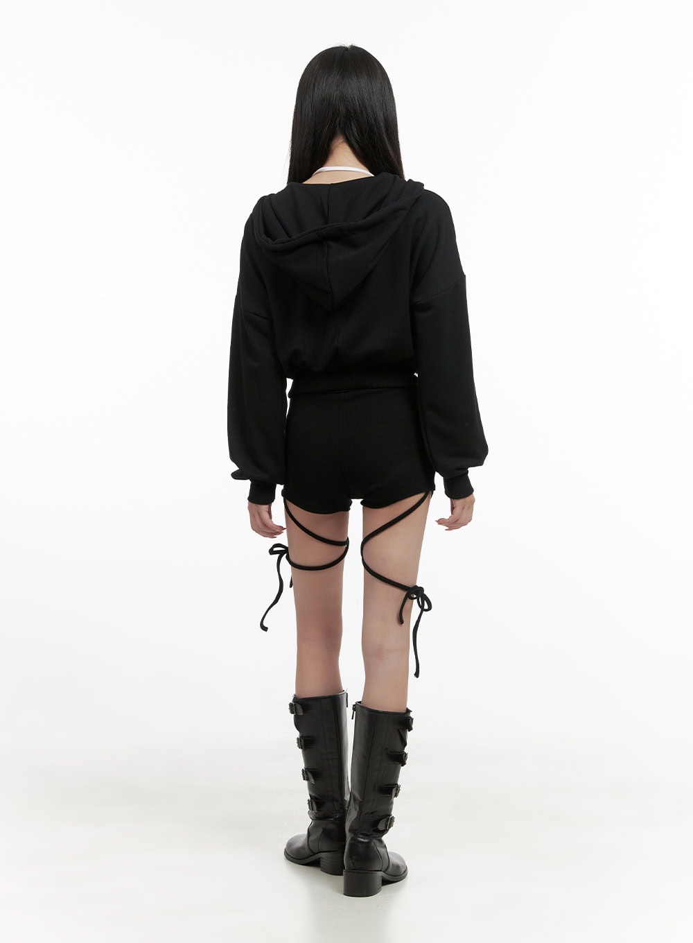 Ribbon Zip Hood Sweatshirt CS419