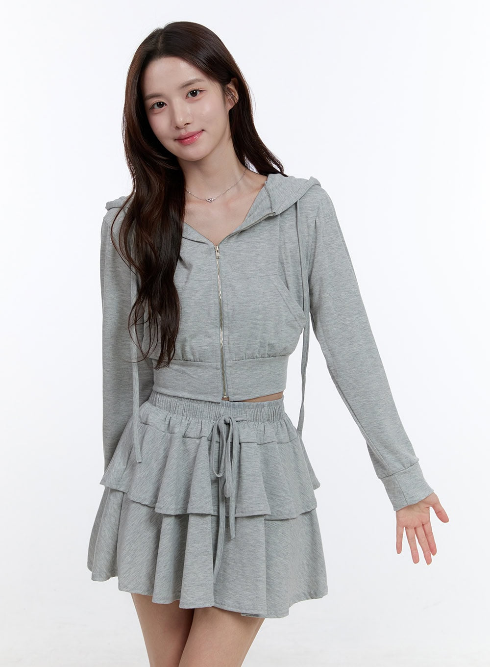 Cropped Zip-Up Hoodie OO407