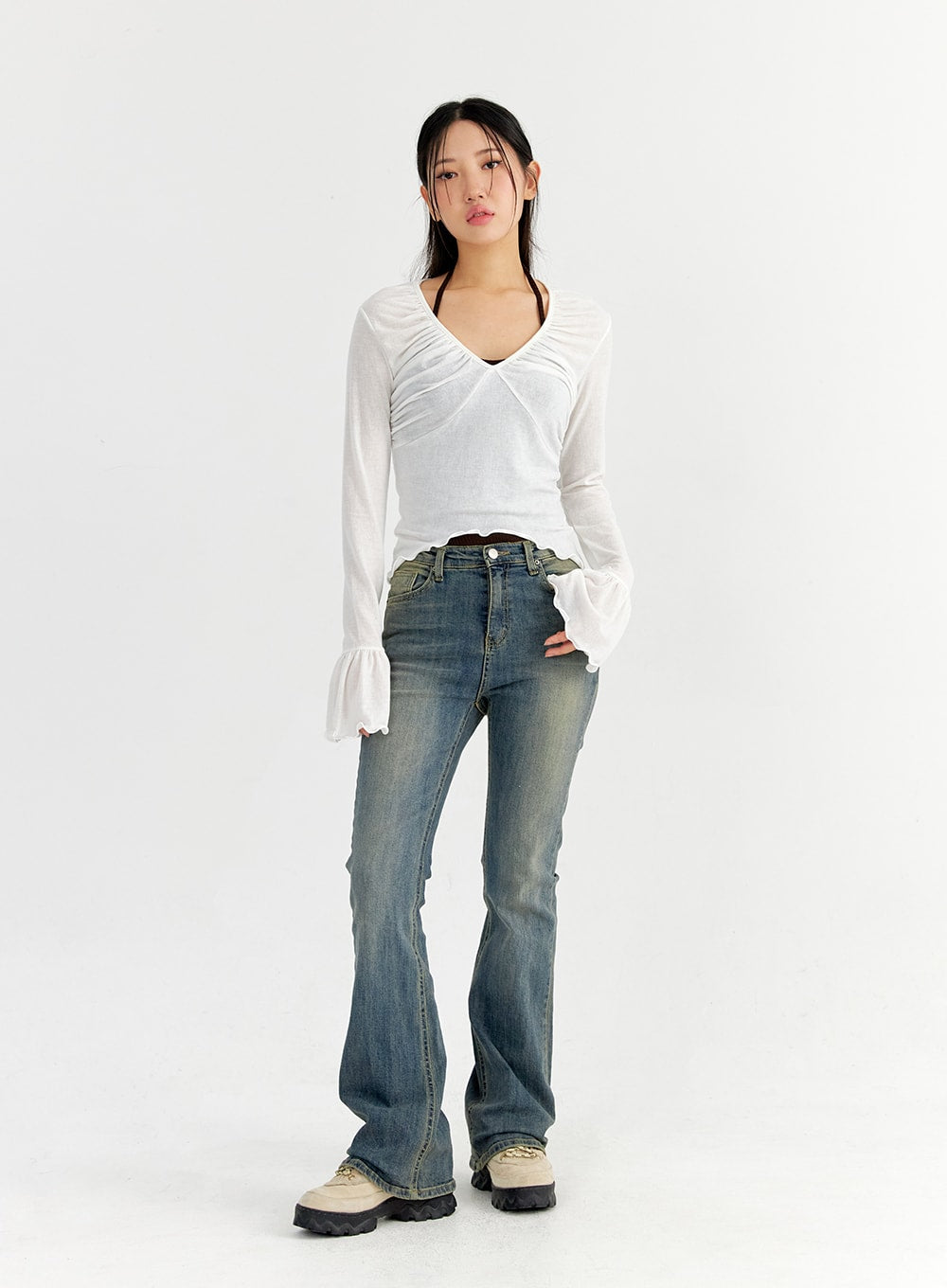 Slim Washed Bootcut Jeans CO327