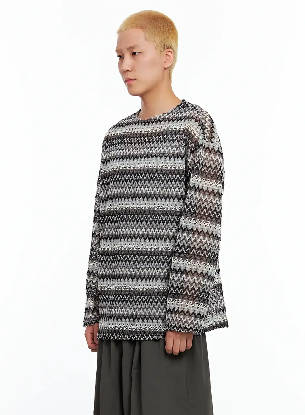 Men's Grunge Mesh Long-Sleeve Tee IL511