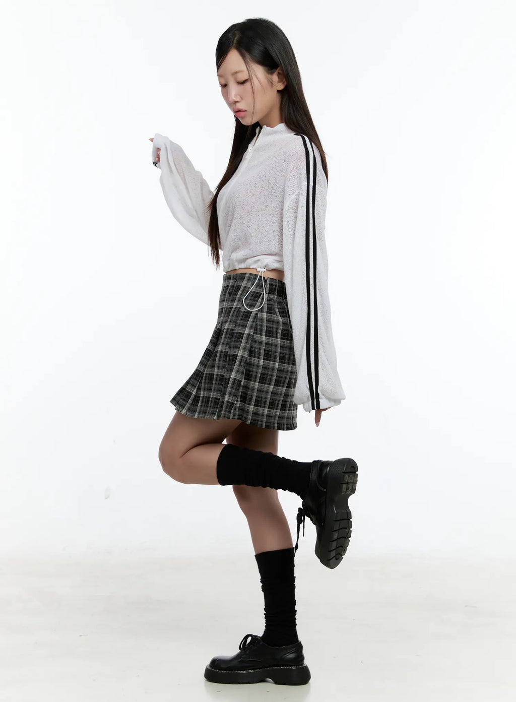 Sheer Linen Zip-Up Crop Jacket CS518