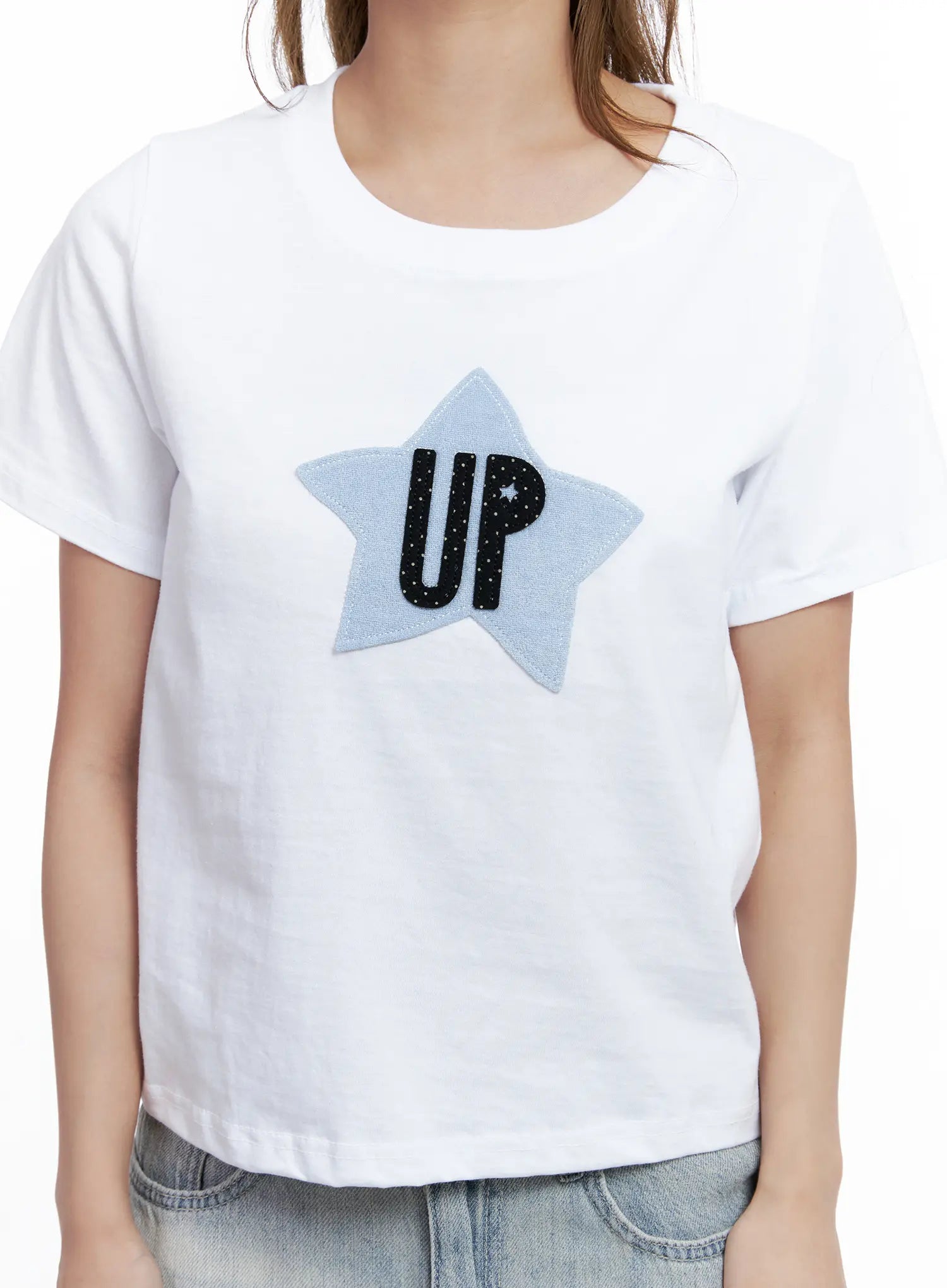 Star Patch Semi-Crop Tee CL511