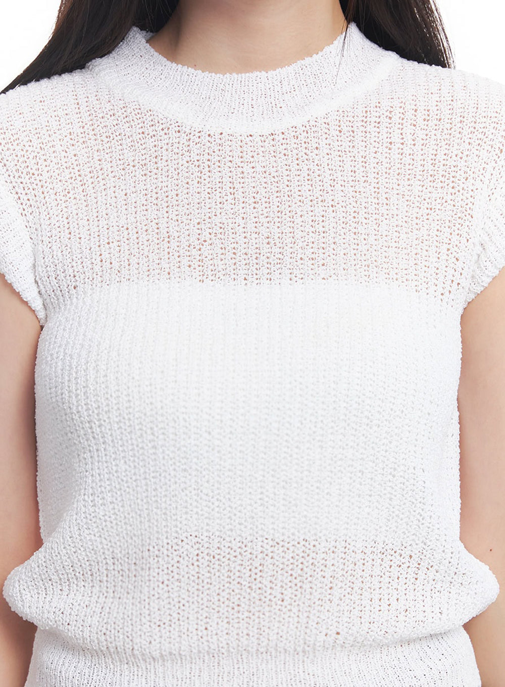 Sheer Mock-Neck Knit Top IY508